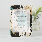 ターコイズブラッククリーム金ゴールドウエスタン女性のカーボーイコウィド 招待状 (スタンド正面)