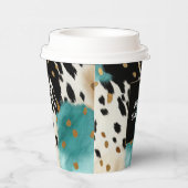 ターコイズブラッククリーム金ゴールドウエスタン女性のカーボーイコウィド 紙コップ (右)