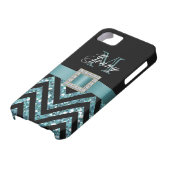 ターコイズブラックシェブロングリッター ガーリー Case-Mate iPhoneケース (下部)