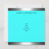 ターコイズブラックシルバージュエル21歳の誕生日パーティー 招待状 (裏面)