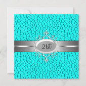 ターコイズブラックシルバージュエル21歳の誕生日パーティー 招待状 (正面)