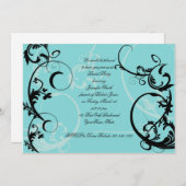 ターコイズブラックスワール ブライダルシャワー招待状 招待状 (正面/裏面)