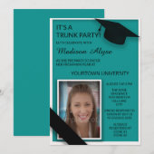 ターコイズブラック大学トランクパーティー ドームシャワー写真 招待状 (正面/裏面)