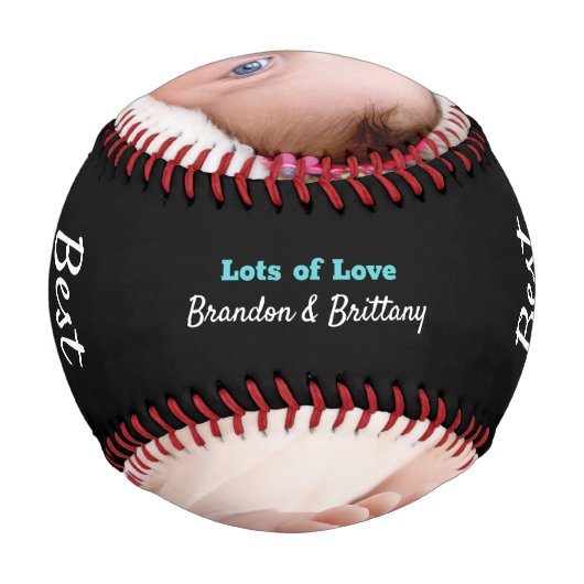 ターコイズブラック最高のパパエバータイポグラフィモダン 野球ボール (裏面)