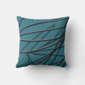 ターコイズブラック&グレーモダンエレガント抽象芸術 クッション (裏面)