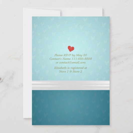 ターコイズブランチ&バブルブライダルシャワー招待 招待状 (裏面)