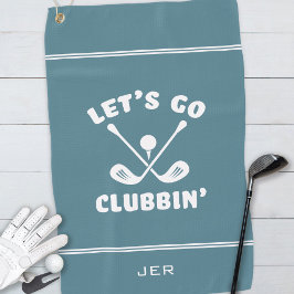 ターコイズブルーが可愛い「Let’s Go Clubbin’」ゴルフタオル ゴルフタオル