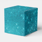 ターコイズブルーきらめくモノグラム – 名前の追加 フェイバーボックス (裏面サイド)