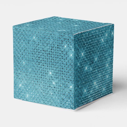 ターコイズブルーきらめくモノグラム – 名前の追加 フェイバーボックス (裏面サイド)