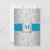 ターコイズブルーで表示される任意の色結婚銀 招待状 (裏面)