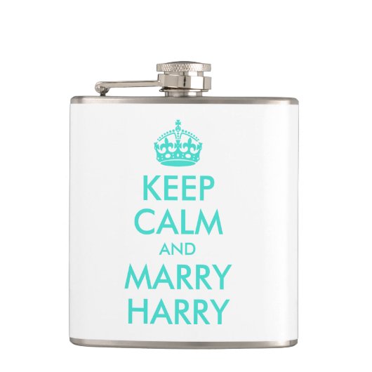 ターコイズブルーで Keep Calm and Marry ハリー フラスク (正面)