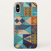 ターコイズブルーとオレンジのパッチワーク Case-Mate iPhoneケース (裏面)