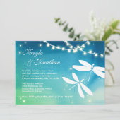 ターコイズブルーとグリーンのトンボの結婚式招待状 招待状 (スタンド正面)