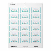 ターコイズブルーとグレーゾウ赤ちゃんガールシャワー ラベル (フルシート)