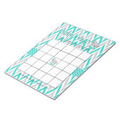 ターコイズブルーとグレー象の赤ちゃんシャワーゲーム ノートパッド (アングル)