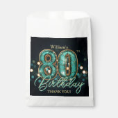 ターコイズブルーとゴールドのアゲートストーン モザイク 80歳の誕生日 フェイバーバッグ (正面)