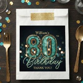 ターコイズブルーとゴールドのアゲートストーン モザイク 80歳の誕生日 フェイバーバッグ