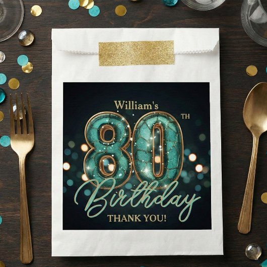 ターコイズブルーとゴールドのアゲートストーン モザイク 80歳の誕生日 フェイバーバッグ
