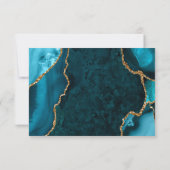 ターコイズブルーとゴールドのアゲート大理石のカード 出欠カード (裏面)