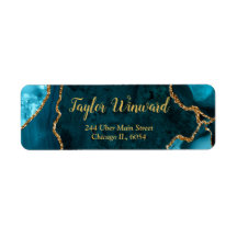 ターコイズブルーとゴールドのアゲート大理石の誕生日パーティー