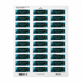 ターコイズブルーとゴールドのアゲート大理石の誕生日パーティー ラベル (フルシート)