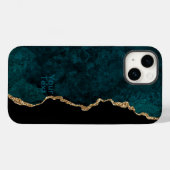 ターコイズブルーとゴールドのアゲート Case-Mate iPhoneケース (裏面 (横))