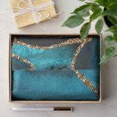 ターコイズブルーとゴールドのフェイクグリッターアゲート 薄葉紙 (ギフト)