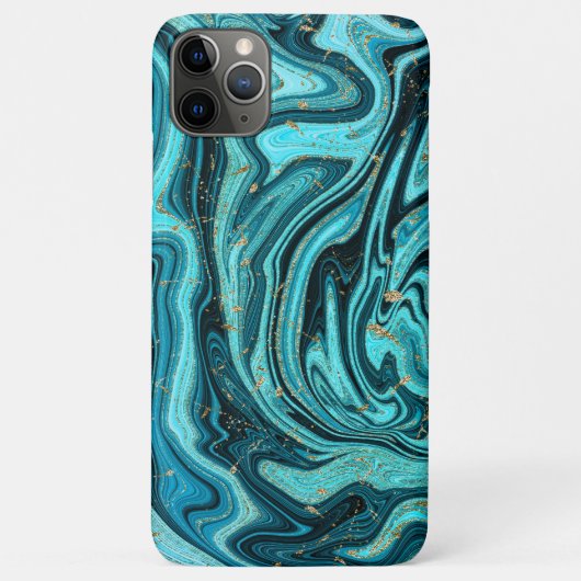 ターコイズブルーとゴールドのモダンな抽象的渦巻きデザイン Case-Mate iPhoneケース (裏面)