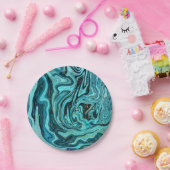 ターコイズブルーとゴールドのモダンな結婚式 スワール ペーパープレート (パーティー)