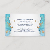 ターコイズブルーとゴールドのラグジュアリー・ウォーターカラー 名刺 (裏面)