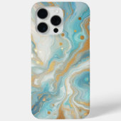 ターコイズブルーとゴールドの大理石アート柄 Case-Mate iPhoneケース (裏面)