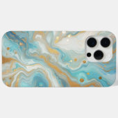 ターコイズブルーとゴールドの大理石アート柄 Case-Mate iPhoneケース (裏面 (横))