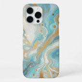 ターコイズブルーとゴールドの大理石模様 iPhoneケース (裏面)