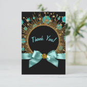 ターコイズブルーとゴールドの感謝 サンキューカード (スタンド正面)