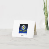 ターコイズブルーとゴールドの花柄の感謝カード サンキューカード (裏面)