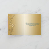 ターコイズブルーとゴールドの花柄の蝶の感謝カード サンキューカード (内部)