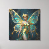 ターコイズブルーとゴールドの魔法の妖精 キャンバスプリント (正面)