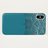 ターコイズブルーとシルバーの曼荼羅　エレガントでミニマルなモロッコ風デザイン Case-Mate iPhoneケース (裏面(横))