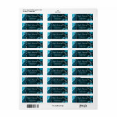 ターコイズブルーとシルバーの瑪瑙マーブル 誕生日パーティー ラベル (フルシート)