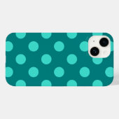 ターコイズブルーとティールの水玉模様 Case-Mate iPhoneケース (裏面 (横))