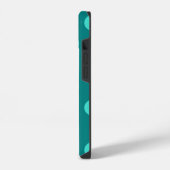 ターコイズブルーとティールの水玉模様 iPhoneケース (左側面)
