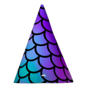 ターコイズブルーとパープルとピンクのマーメイドのうろこ模様の幻想的な魚 パーティーハット (右)