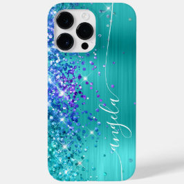 ターコイズブルーとパープルのきらめくゴージャスなシグネチャーデザイン Case-Mate iPhone 14 PRO MAXケース