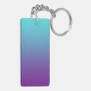 ターコイズブルーとパープルのシンプルなグラデーション背景 キーホルダー