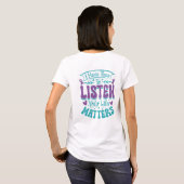 ターコイズブルーとパープルの自殺防止支援 Tシャツ (裏面フル)