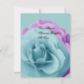 ターコイズブルーとパープルローズのウェディングテンプレート2 招待状 (裏面)