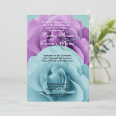 ターコイズブルーとパープルローズのウェディングテンプレート 招待状 (スタンド正面)