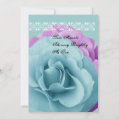 ターコイズブルーとパープルローズのウェディングテンプレート 招待状 (裏面)