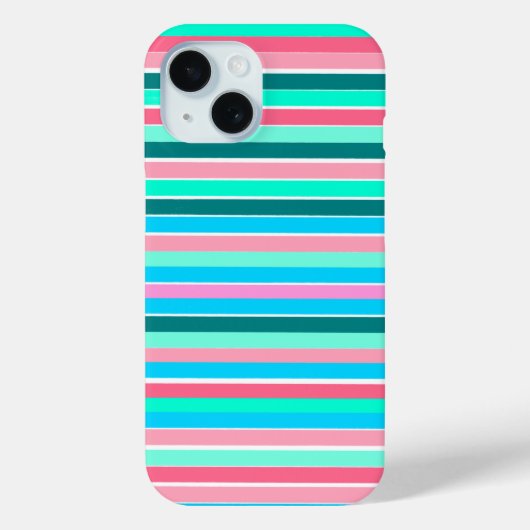 ターコイズブルーとピンクのストライプ  Case-Mate iPhoneケース (裏面)