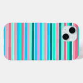 ターコイズブルーとピンクのストライプ  Case-Mate iPhoneケース (裏面 (横))